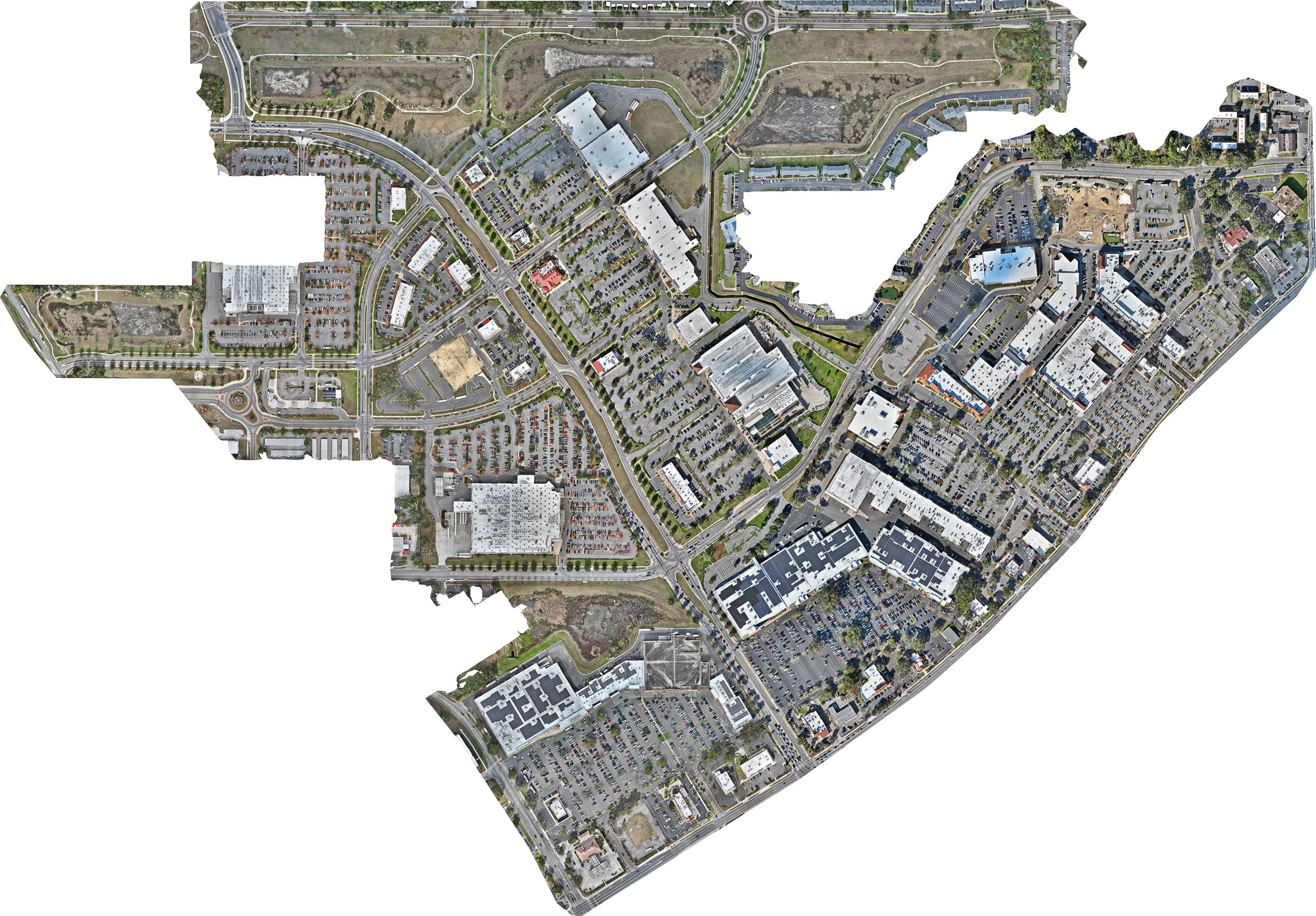 Orthomosaic map of a commercial development in Gainesville, Florida