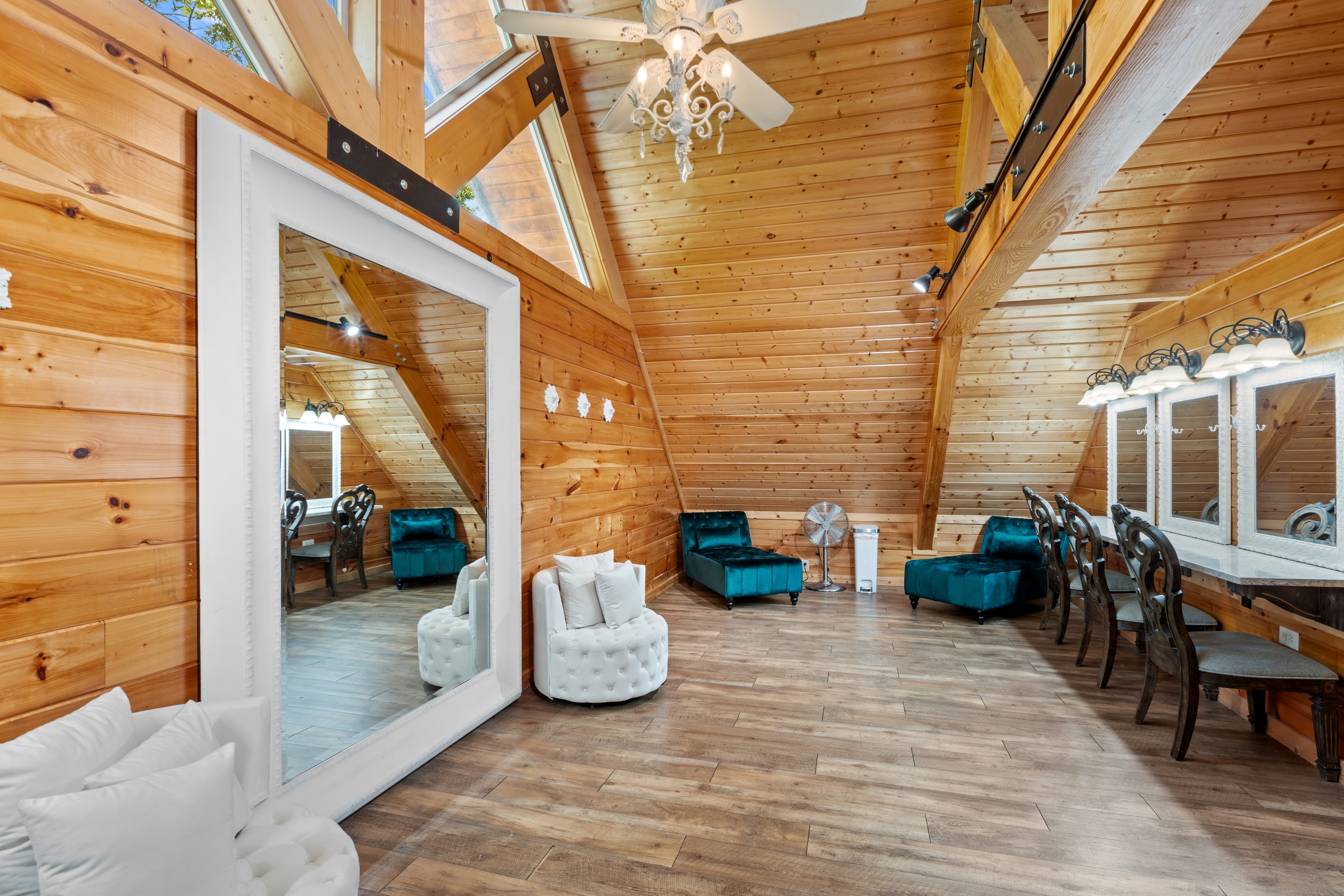 Bright and elegant bridal suite with natural light and luxury finishes